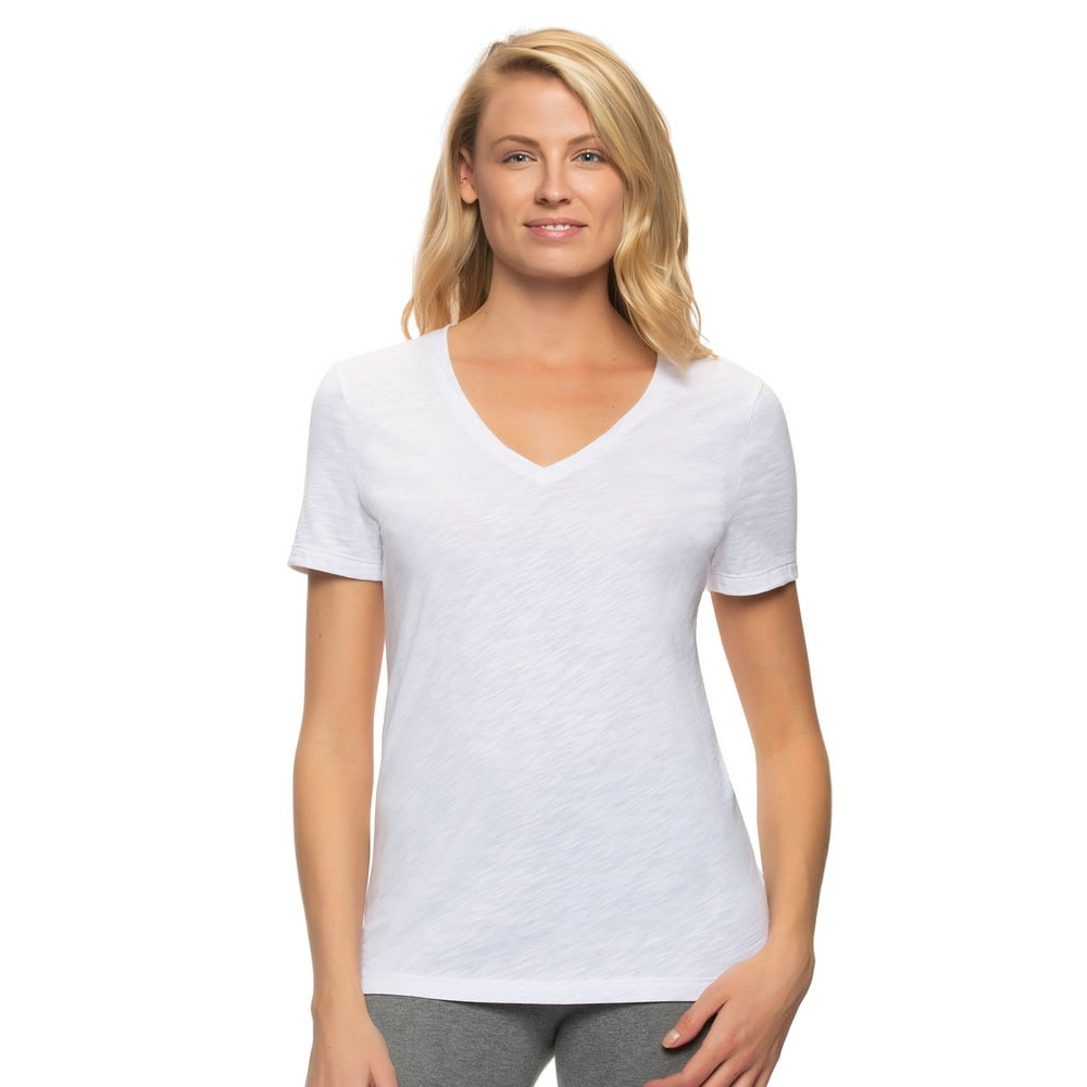 Felina - Felina | Slub Jersey V-Neck Tee | Short Sleeve T-Shirt (White ...