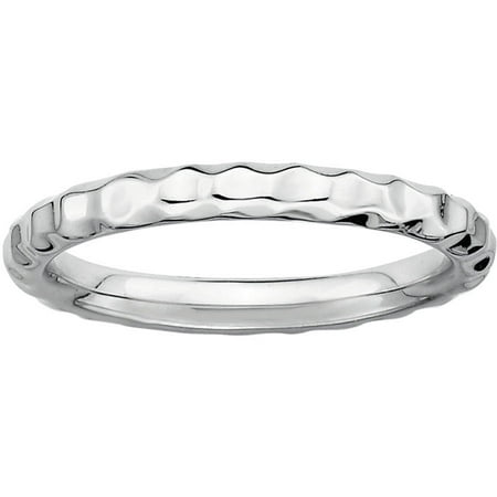 Stackable Expressions Sterling Silver Rhodium Hammered Ring