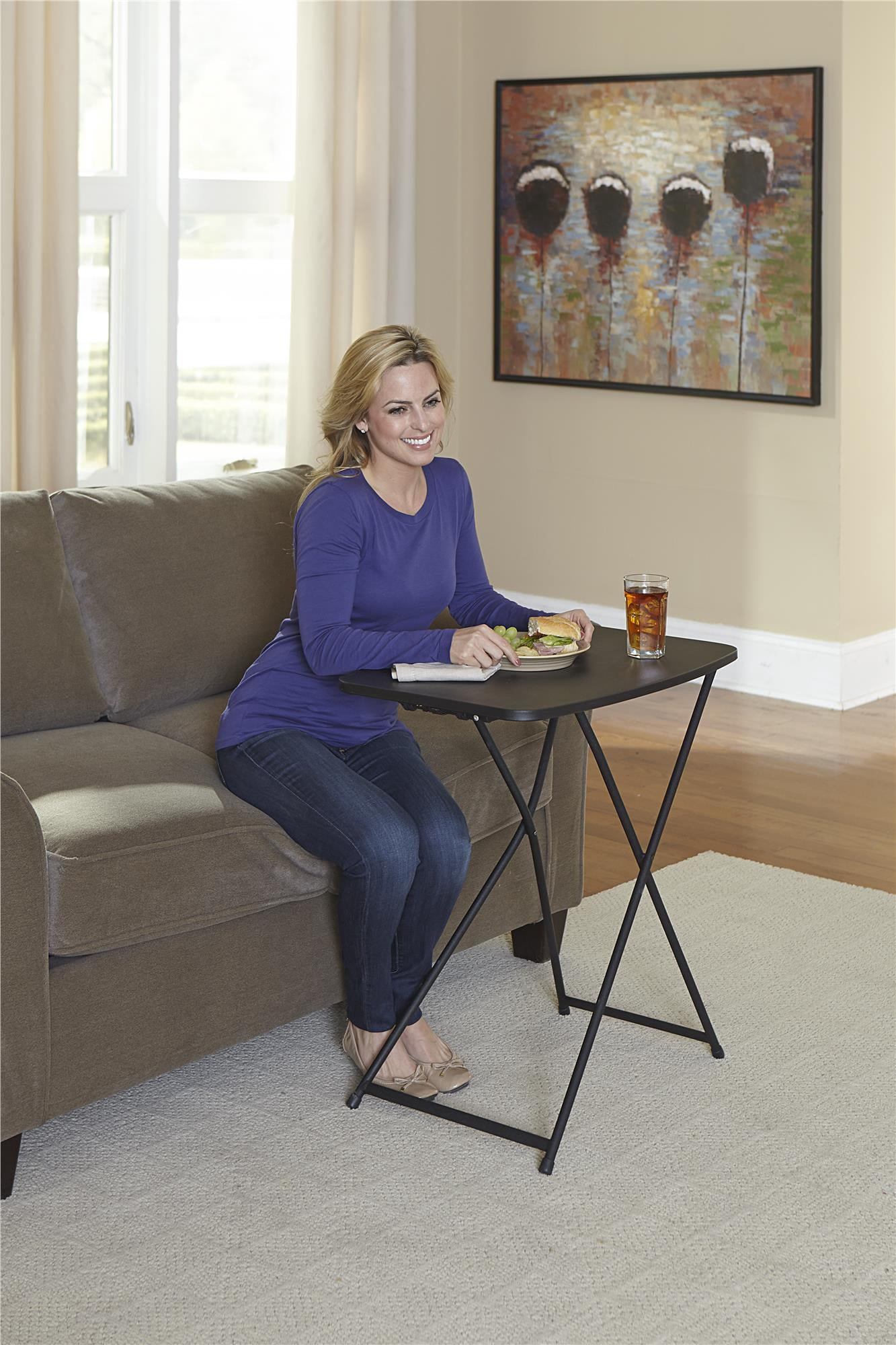 Mainstays 26" Adjustable Height Personal Folding Table, Black