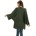 thumbnail image 5 of Grace Karin Women's Open Front Cardigan Oversized Waffle Knit Long Batwing Sleeve Sweaters with Pockets,Army Green, 5 of 7
