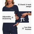 thumbnail image 6 of ANLIQI 100% Cotton Pajamas for Women Short Sleeve Sleepwear & Pants 2 Piece Pjs Loungewear Pj Set with Pocket S-XXL(Navy Blue,2XL), 6 of 7
