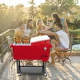 thumbnail image 2 of SYNGAR 80 Quart Rolling Cart on Wheels, Portable Ice Chest with Shelf, Bar Drink Cooler, Beverage Cooler with Bottle Opener and Drain Plug, for Party Patio Poolside Camping, Red, D6046, 2 of 10