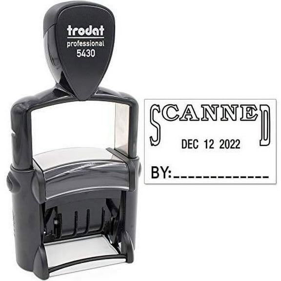 Trodat 5430 Professional Self-Inking Date Stamp with Scanned - Black Ink