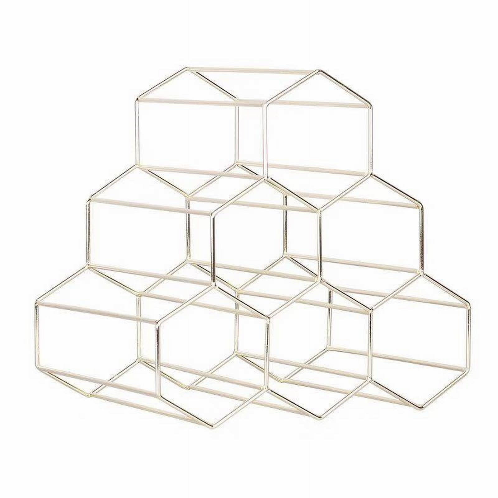 XKHBDL Countertop Wine Rack – Modern Geometric Metal Holder for Tabletop Kitchen Cabinet and Bar Display Lightweight Space-Saving and Sturdy Storage