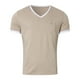 thumbnail image 4 of Camiseta de cuello en V para hombre, de color liso, manga corta, diseño con bolsillo cosido, prenda informal para el día a día, confeccionada en tejido de poliéster ligero, 4 of 5