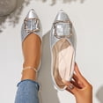thumbnail image 2 of Miluxas Women's Flats, Foldable Ballet Flats for Women, Fashion Buckle Pionted Toe Comfort Light Weight Slip-On Dress Shoes Silver 9.5(43), 2 of 9
