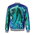 thumbnail image 4 of SiiRoh Girls Shiny Sequin Bomber Jacket Long Sleeve Zip Up Coat Sparkly Club Party Outerwear Tops Green 10, 4 of 7