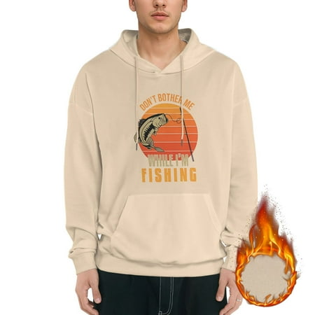 Pngtree Don't-bother-me-while-i-am-fishing Graphic Hoodies for Men Letter Print Long Sleeve Casual Streetwear Pullover Sweatshirt with Pocket mens Ecosmart Hoodie,Apricot L