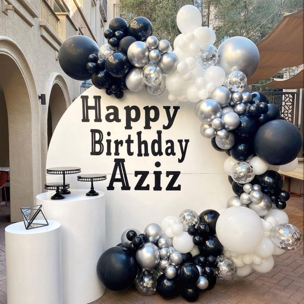 Beyondtrade 187pcs Black White Silver Balloon Garland Arch Kit for Decoration of Wedding Baby Shower Birthday Party Backdrop Venue Decor