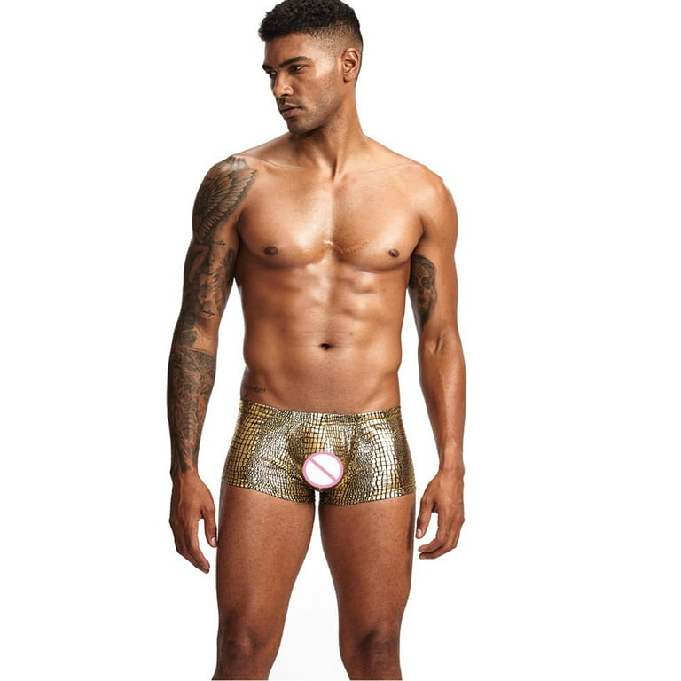 Gubotare Boxer Briefs For Men Men's Cheeky Bikini Tanga Low Rise Half Back  Coverage Brazilian Underwear,Black XXL 