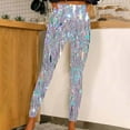 thumbnail image 2 of QATAINLAV Womens Yoga Leggings Slim Fit High Waisted Seamless Workout Tights Trendy Glitter Sequin Print Athletic Pants for 2025 New Years Eve Party Multicolor M Mother's Day Gifts, 2 of 6
