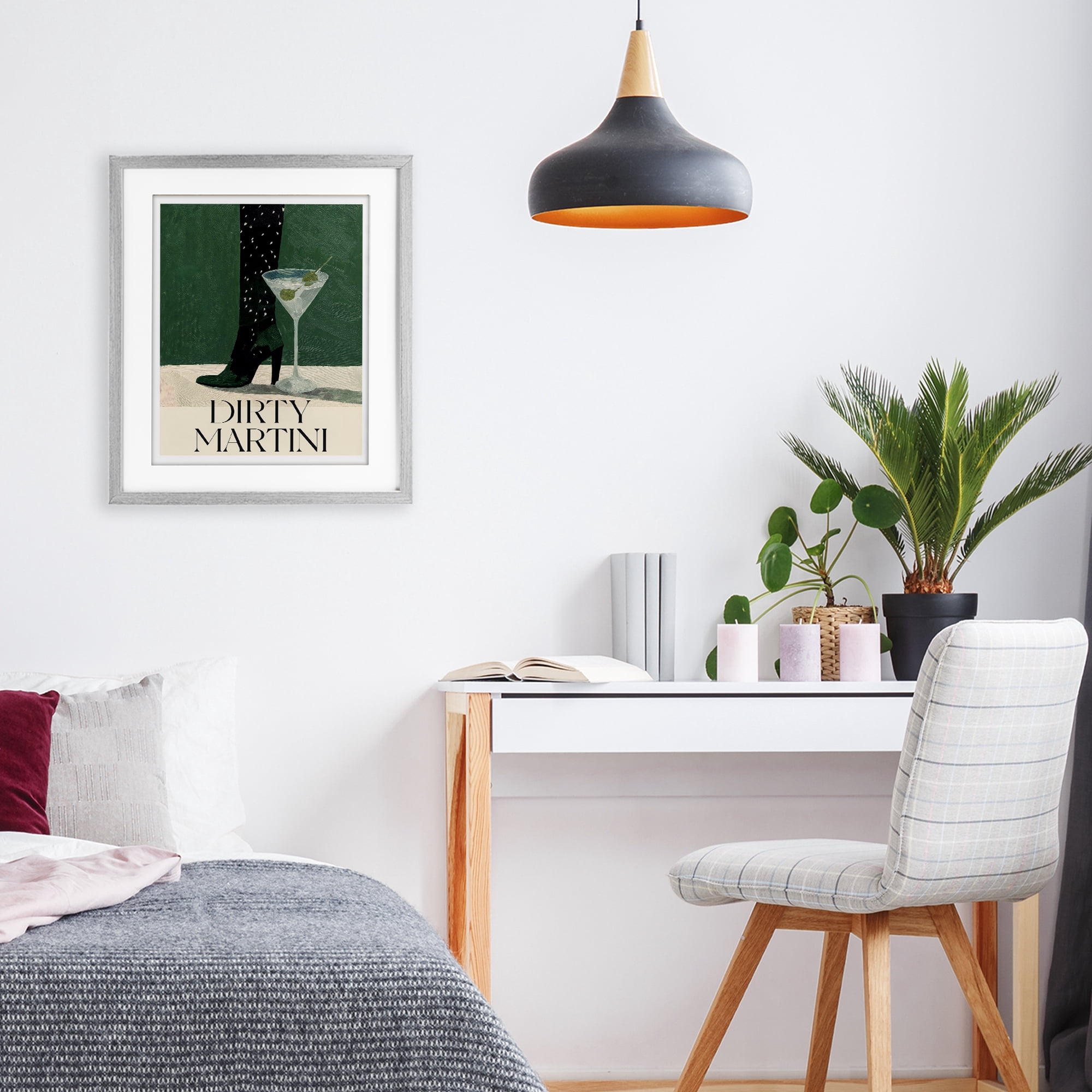 Stupell Industries Dirty Martini Stylish Heel Gray Framed Print Under Glass, design by Lettered and Lined