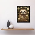 thumbnail image 2 of Sloth with Jasmine and Anemone Flowers Elegant Artwork Art Print Framed Poster Wall Decor 12x16 inch, 2 of 5
