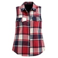 thumbnail image 4 of SuTry Women's Plaid Vest, Button Front Lapel Collar Sleeveless Jacket, Flannel Lined Casual Waistcoat with Pockets, Everyday Versatile Fall Winter Layering, 4 of 7