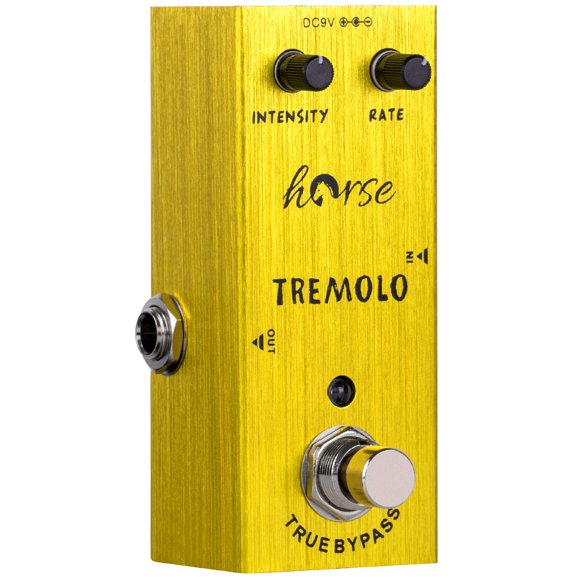 Pedal de Trémolo Horse Mini DC 9V Bypass Verdadero Amarillo