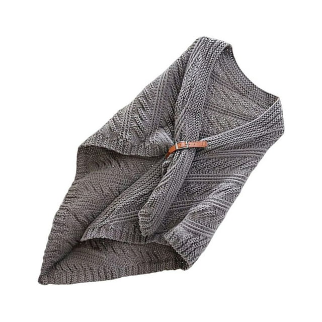 Jumpingount Chal de mujer, abrigos cálidos de otoño, bufanda de hombro de Color sólido, Poncho, decoración de moda, prendas de vestir Accesorios de disfraces Gris