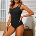 thumbnail image 2 of Enjoytime Bathing Suit for Women Tummy Control One Piece Swimsuit One Shoulder Sporty Adjustable Modest Swimwear, 2 of 5