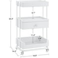 thumbnail image 4 of BarberPub Utility Cart with Lockable Wheels, Trolley Cart with Storage Drawer, 3 Shelves, 4 of 9
