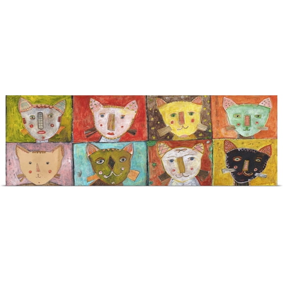 Great BIG Canvas | Rolled Jill Mayberg Poster Print entitled Eight Cats