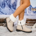 thumbnail image 4 of Fuzzy Snow Boots for Women Suede Fold Over Plush Warm Lug Sole Chunky Heel Zipper Winter Ankle Booties, 4 of 8