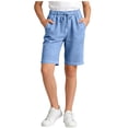 thumbnail image 2 of ZOYOEN Girls Denim Shorts with Pockets- Summer Elastic Waist Casual Baggy Kids Bermuda Shorts Blue Size 6, 2 of 7