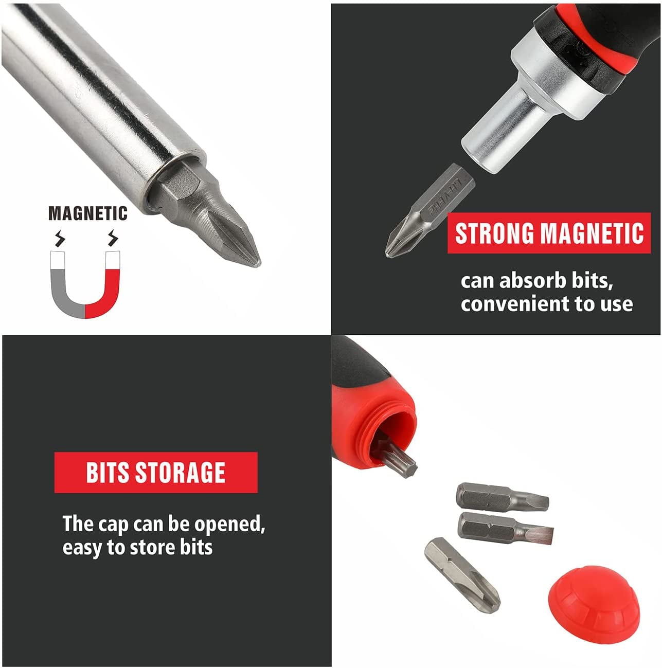 38-Piece Screwdriver Bit Set，CR-V steel Impact Bit Set，1/4”Hex Shank Drill Bit Set with T-handle and magnetic ratchet handle and Storage Box for Impact Drivers, Professional & DIY Use