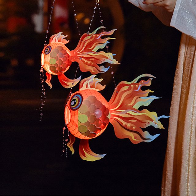 Graflsoa DIY Goldfish Lantern Kit for Kids - Traditional Mid-Autumn Festival Handmade Craft with LED Lights, Red and Pink Options