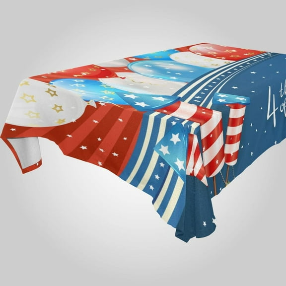 SKYSONIC Independence Day Rectangle Tablecloth Spill-Proof Polyester Table Cloth Table Cover for Kitchen Dining Picnic Holiday Party Decoration,60x120 Inch