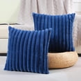 thumbnail image 1 of SURJDE Navy Blue Striped Decorative Throw Pillow Covers 22x22 Inch Set of 2,Square Fall Decorations Couch Pillow Case,Soft Cozy Faux Rabbit & Velvet Back,Modern Home Decor for Bed, 1 of 6