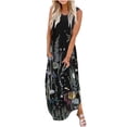thumbnail image 2 of SMihono Robe Maxi Bohème d'Été pour Femmes Grande Taille Robe Longue Imprimée Sans Manches Col Rond Robe de Plage Robe d'Été, 2 of 5