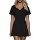 thumbnail image 3 of TaTaai Women's Loose Fit Hooded Dress Short Sleeve Solid Color Casual Flared Hem T-Shirt Dress Lightweight Summer Polyester Blend Gift, 3 of 9