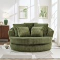 thumbnail image 3 of NkurdSu 61" Oversized Boneless Round Chair, Indoor Deep Seat Cloud Chaise Lounge with 5 Pillows, No Assembly Accent Barrel Chair for Living Room, Bedroom, Green Corduroy, 3 of 6