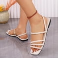 thumbnail image 6 of FRSASU Women’s Low Heels Flat Sandals Slip On Open Toe Slingback Summer Casual Outdoor Beach Daily Wear Shoes Beige, 6 of 6