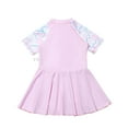 thumbnail image 3 of ZXLBBD Girls Princess Style One Piece Skirted Swimsuit Blush Pink UV Protection Short Sleeve Bathing Suit Sun Protection for Big Kids Beach Pool Swimwear Size 4 Y-5 Y, 3 of 6