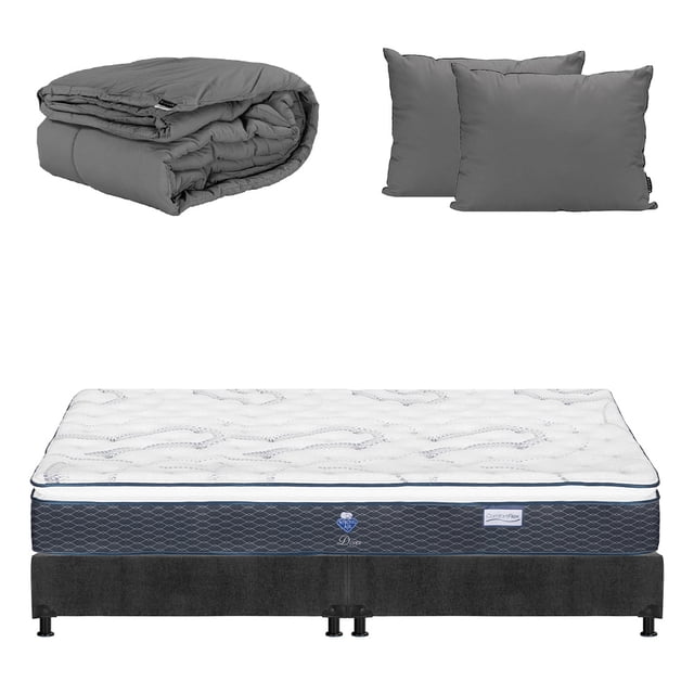 Colchón King Size Dover Spring Air + Box + Almohadas 2Pack + Edredón Homy