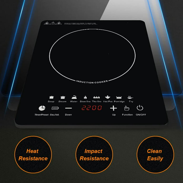 Restaurantware Professional Portable Induction Cooktop RWT0093 - 1800W (120V) Countertop Induction Cooker with Digital Temperature Display 