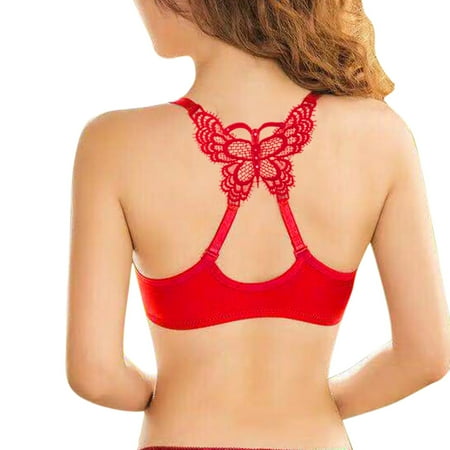 

3pcs Womens Y Shape Beautiful Back Ultra Gather Butterfly Lace Glossy Bra Sexy Bra bras for women