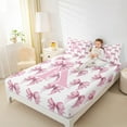 thumbnail image 4 of Feelyou Cute Pink Monogrammed Twin Sheet Sets for Child, Kawaii Bow Letter K Twin Fitted Sheet, Dreamy Princess Style Flat Sheet, Lightweight Room Decor, 3 Pieces, 4 of 7