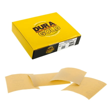 

240 Grit Gold - 1/4 Sheet Hook & Loop Sandpaper Sheets 5.5 x 4.5 - Box of 25