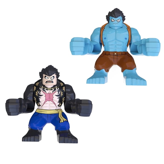 2 Pcs One Piece Minifigures Building Blocks Toys Sets, 3.5 inch Collectible One Piece Anime Action Figures Building Kits Cake Decorations for Kids and Fans Gifts