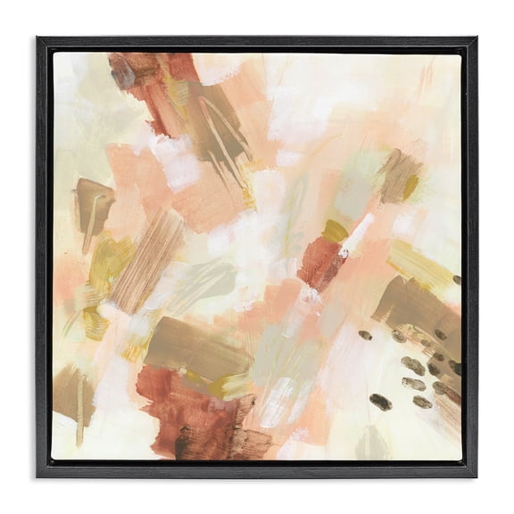 Stupell Industries Eclectic Pale Abstract with Speckles Black Floating Frame Canvas Art, 18 x 18, by June Erica Vess