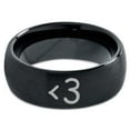 thumbnail image 2 of Tungsten Heart Text Symbol Love Band Ring 8mm Men Women Comfort Fit Black Dome Brushed Polished, 2 of 4