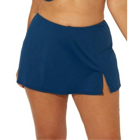 Bleu Rod Beattie NAVY Plus Size Slit Swim Skirt, US 22W