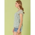 thumbnail image 4 of Blusa En Capas Allegra K Manga Corta de Volantes de gasa con Cuello cuadrado para Mujer Verde L, 4 of 6