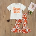 thumbnail image 3 of Douhoow Summer Little Girls Clothes Set 2pcs Short Sleeve T Shirts Sunflowers Flare Pants 2-7Y, 3 of 7
