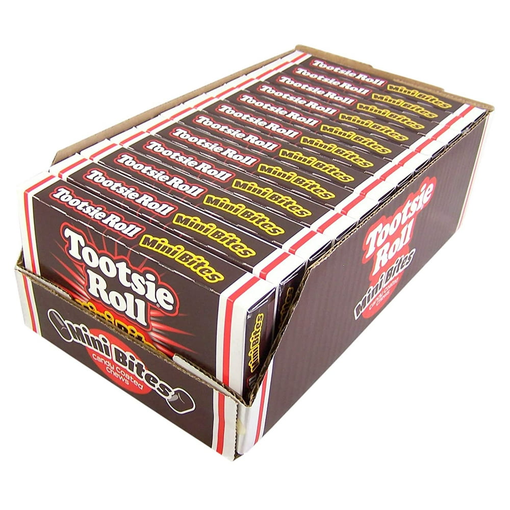 Tootsie Roll Mini Bites Candy Coated Chews Movie Theater Box, 3.5 oz