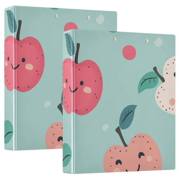 Smile Apples 3 Ring Binders 1.5 inch Hardcover File Folders with Interior Pockets A4 Size Organizer for School Office Hospital