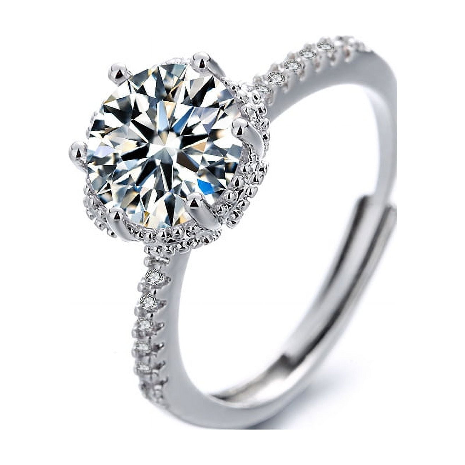 MISS RIGHT Promise Rings for Her, Moissanite Engaegment Rings, D Color VVS1 Simulated Diamond Silver Accent Rings