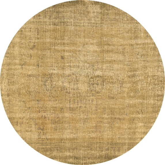 Ahgly Company Indoor Round Abstract Brown Contemporary Area Rugs, 5' Round