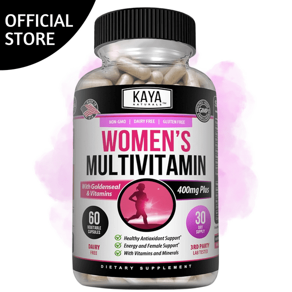 Kaya Naturals Women's Multivitamin, Overall Healthy Antioxidant, and Immune Support, Vitamins A, D, C, E, Biotin, Folic Acid, & Multi-Mineral, Energy & Metabolism Vitamin Supplement 60 Count